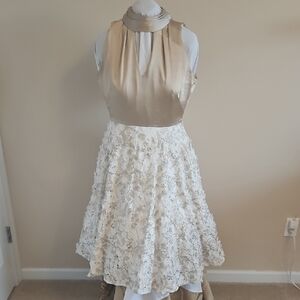 White House Black Market Satin Cream Dress